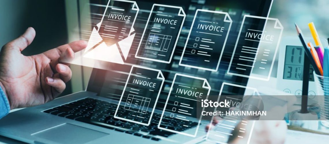 Financial report and banking management with E invoice bill.digital nline statements.c2c online money payment concepts